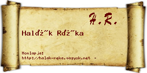 Halák Réka névjegykártya